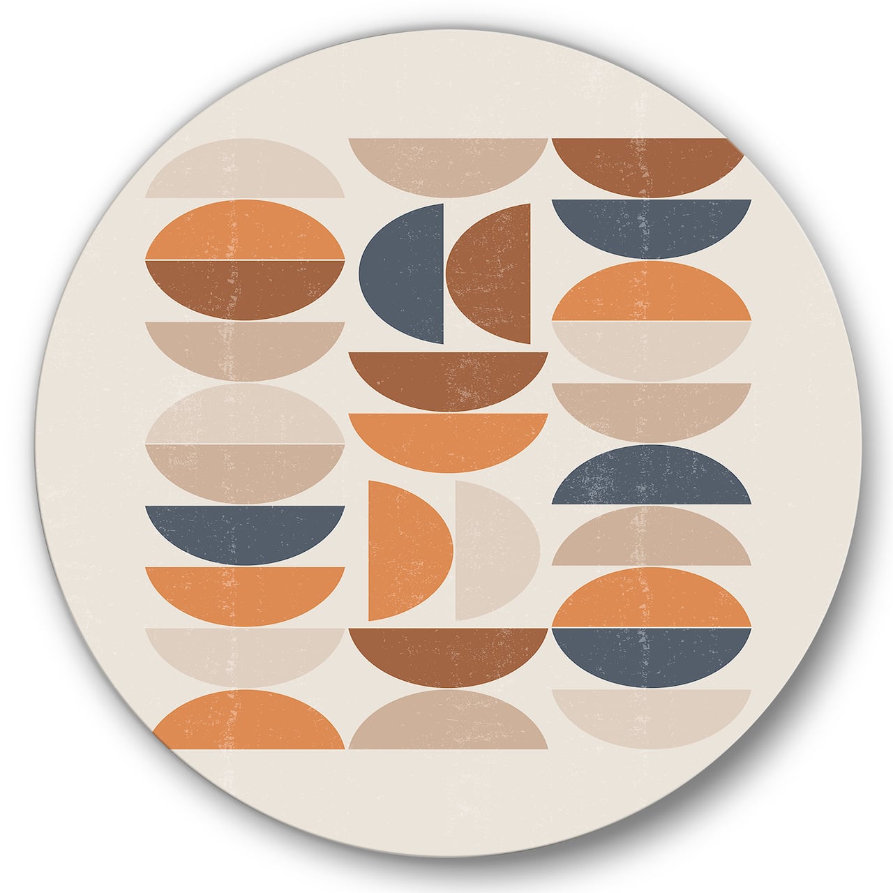 Designart - Abstract Sun and Moon S In Blue and Orange - Modern Metal Circle Wall Art